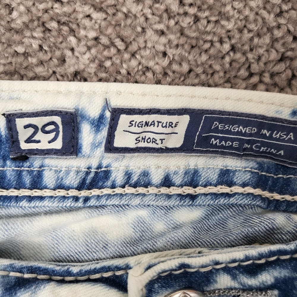 Miss Me Signature Shorts Women 29 Fits 31x3.5 Blue Lace Crystal Distressed Denim - Picture 6 of 10